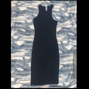 Black High-Neck Midi Dress